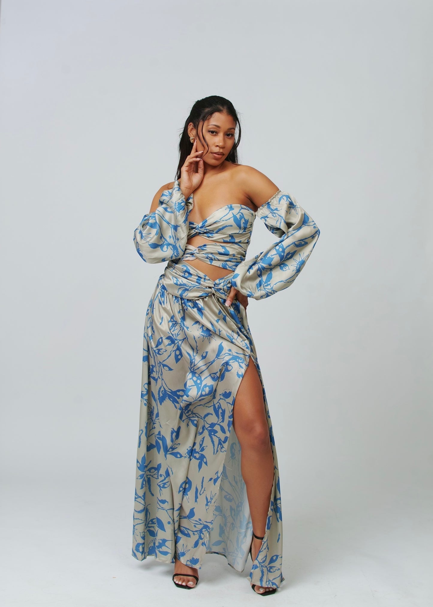 Open Shoulder Maxi Dress w/ Slit