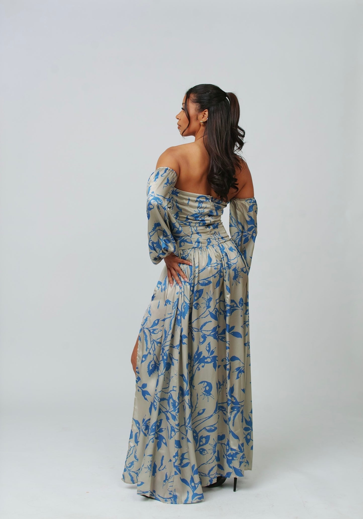 Open Shoulder Maxi Dress w/ Slit